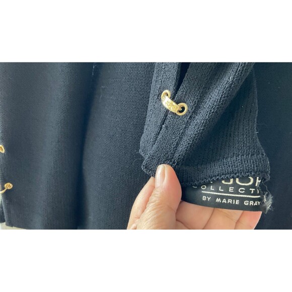 EUC Vintage St John Black Long Sleeve Dress w/ Gold Accent & Matching Scarf 6 - Picture 6 of 9